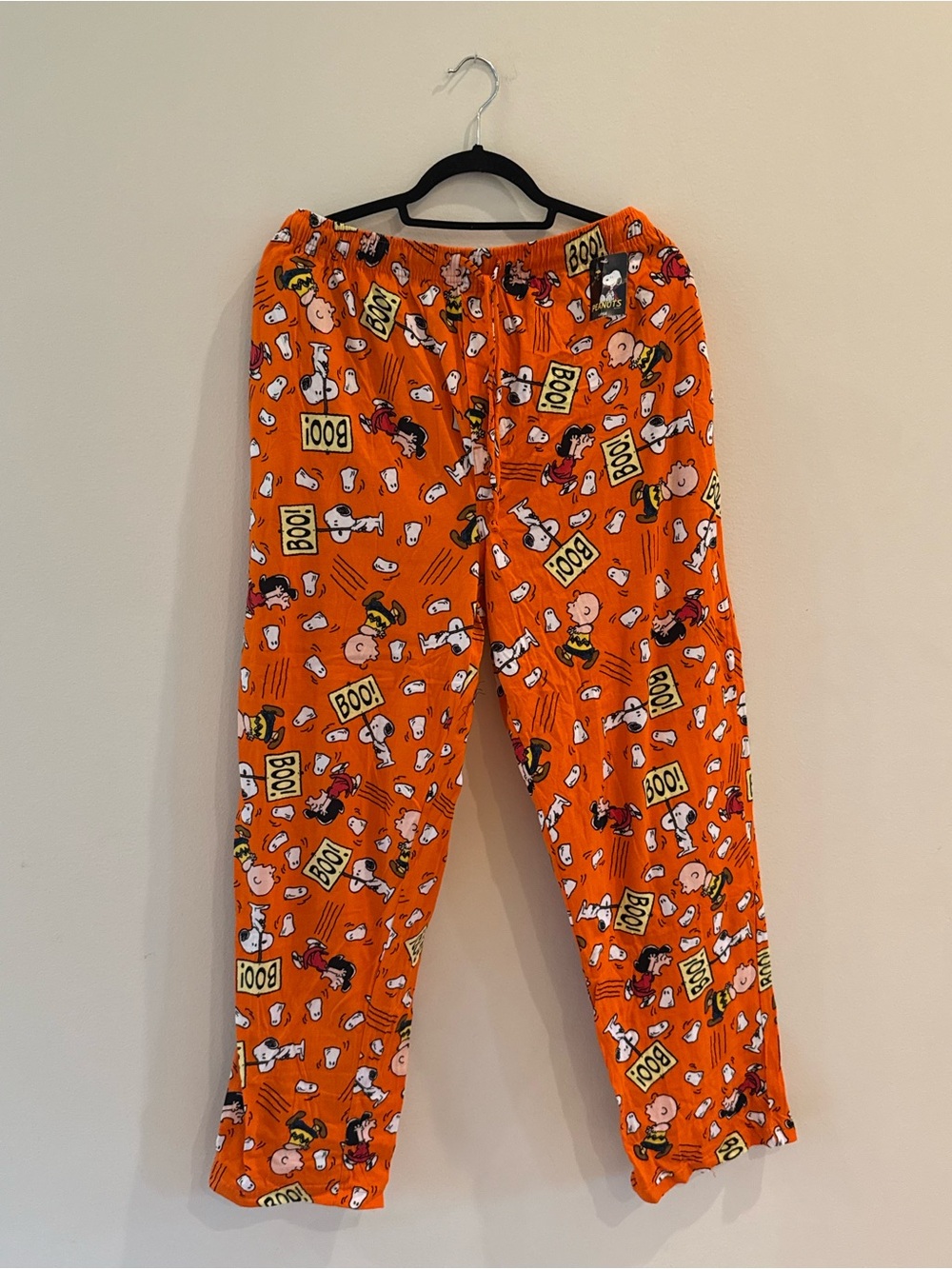 Peanuts Orange Halloween BOO Print Men’s Pajama Pants